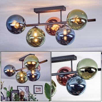 Chehalis Deckenleuchte Glas 15 cm Blau, Grün, Kupferfarben, 5-flammig Chehalis Deckenleuchte Glas 15 cm Blau, Grün, Kupferfarben, 5-flammig