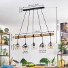 Ripoll Pendelleuchte Glas 15 cm Naturfarben, Schwarz, 5-flammig