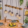Ripoll Pendelleuchte Glas 15 cm Naturfarben, Schwarz, 5-flammig