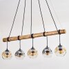 Ripoll Pendelleuchte Glas 15 cm Naturfarben, Schwarz, 5-flammig