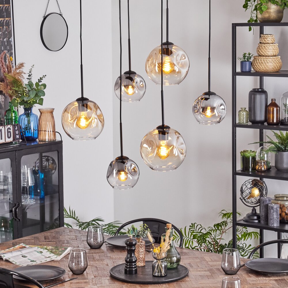 Ripoll Hängeleuchte Glas 15 cm, 20 cm Bernsteinfarben, Klar, Rauchfarben, 6-flammig main product photo