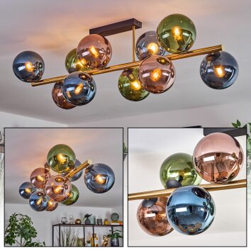 Gastor Deckenleuchte Glas 15 cm Gold, Schwarz, 10-flammig