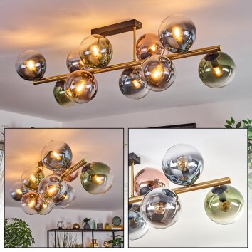 Gastor Deckenleuchte Glas 15 cm Gold, Schwarz, 10-flammig