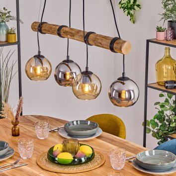 Koyoto Pendelleuchte Glas 15 cm Naturfarben, Schwarz, 4-flammig