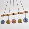 Ripoll Pendelleuchte Glas 15 cm Naturfarben, Schwarz, 5-flammig