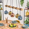 Ripoll Pendelleuchte Glas 15 cm Naturfarben, Schwarz, 5-flammig