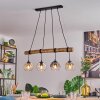 Ripoll Pendelleuchte Glas 15 cm Naturfarben, Schwarz, 4-flammig