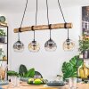 Ripoll Pendelleuchte Glas 15 cm Naturfarben, Schwarz, 4-flammig