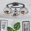 Ripoll Deckenleuchte Glas 15 cm Chrom, Klar, Rauchfarben, 3-flammig