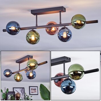 Chehalis Deckenleuchte Glas 10 cm Blau, Grün, Kupferfarben, 5-flammig