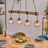 Koyoto Pendelleuchte Glas 15 cm Naturfarben, Schwarz, 4-flammig
