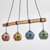 Ripoll Pendelleuchte Glas 15 cm Naturfarben, Schwarz, 4-flammig
