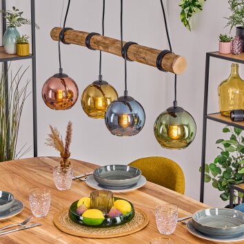 Koyoto Pendelleuchte Glas 15 cm Naturfarben, Schwarz, 4-flammig Koyoto Pendelleuchte Glas 15 cm Naturfarben, Schwarz, 4-flammig