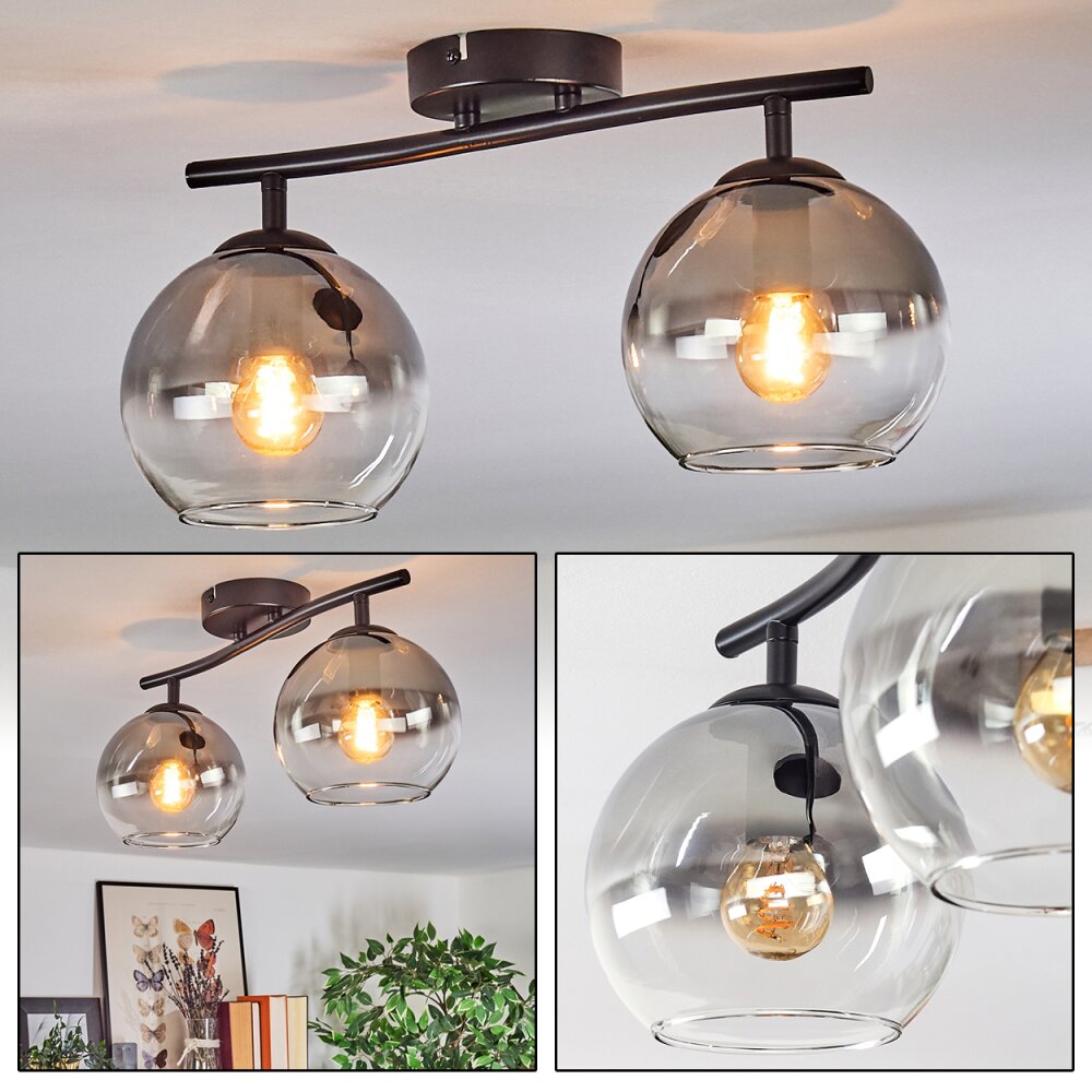 Koyoto Deckenleuchte Glas 15 cm Klar, Rauchfarben, 2-flammig main product photo