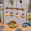 Ripoll Pendelleuchte Glas 15 cm Naturfarben, Schwarz, 4-flammig