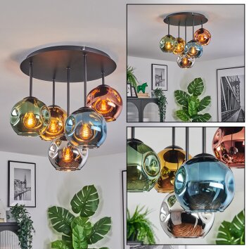 Ripoll Deckenleuchte Glas 15 cm Blau, Chrom, Gold, Grün, Kupferfarben, Rauchfarben, 5-flammig Ripoll Deckenleuchte Glas 15 cm Blau, Chrom, Gold, Grün, Kupferfarben, Rauchfarben, 5-flammig