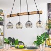 Ripoll Pendelleuchte Glas 15 cm Naturfarben, Schwarz, 4-flammig