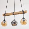 Ripoll Pendelleuchte Glas 15 cm Naturfarben, Schwarz, 3-flammig