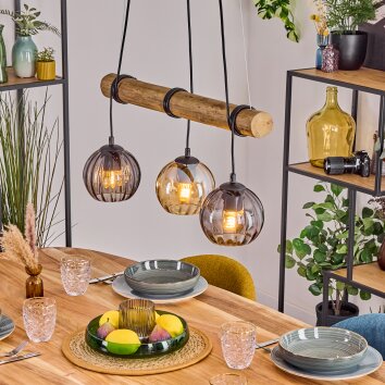 Koyoto Pendelleuchte Glas 15 cm Naturfarben, Schwarz, 3-flammig Koyoto Pendelleuchte Glas 15 cm Naturfarben, Schwarz, 3-flammig