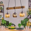 Ripoll Pendelleuchte Glas 15 cm Naturfarben, Schwarz, 3-flammig
