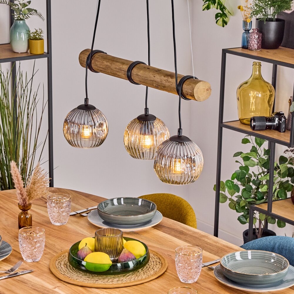 Ripoll Pendelleuchte Glas 15 cm Naturfarben, Schwarz, 3-flammig main product photo