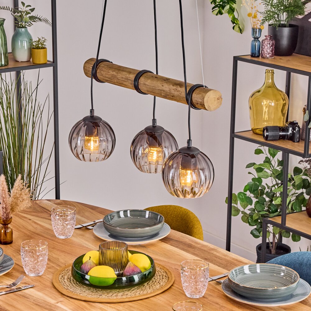 Koyoto Pendelleuchte Glas 15 cm Naturfarben, Schwarz, 3-flammig main product photo