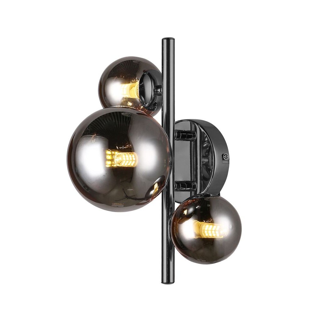 WOFI VILLA Wandleuchte Chrom, Schwarz, 3-flammig main product photo