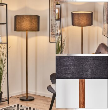 Flemming Stehleuchte 50 cm Naturfarben, Schwarz, 1-flammig