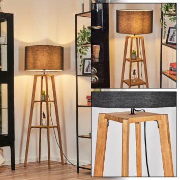 Flemming Stehleuchte 50 cm Naturfarben, Schwarz, 1-flammig