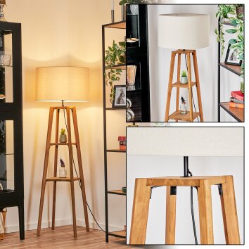 Flemming Stehleuchte 50 cm Naturfarben, Schwarz, 1-flammig