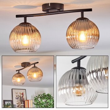 Koyoto Deckenleuchte Glas 15 cm Klar, Rauchfarben, 2-flammig