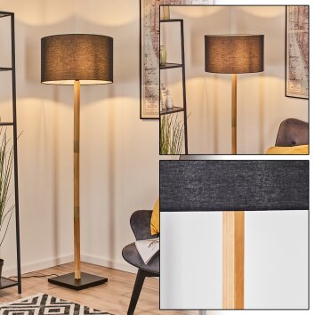 Flemming Stehleuchte 50 cm Naturfarben, Schwarz, 1-flammig