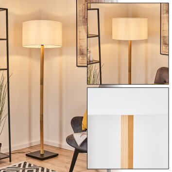 Flemming Stehleuchte 50 cm Naturfarben, Schwarz, 1-flammig