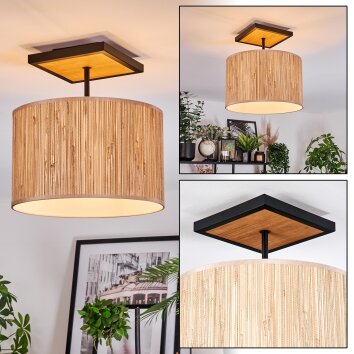 Bongal Deckenleuchte 35 cm Naturfarben, Schwarz, 1-flammig