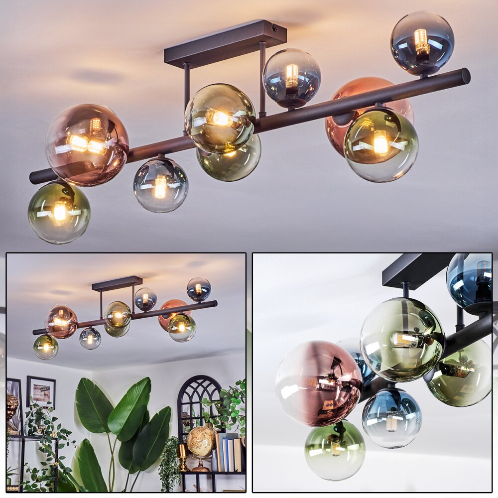 Chehalis Deckenleuchte Glas 10 cm, 12 cm, 15 cm Blau, Grün, Klar, Kupferfarben, 10-flammig main product photo