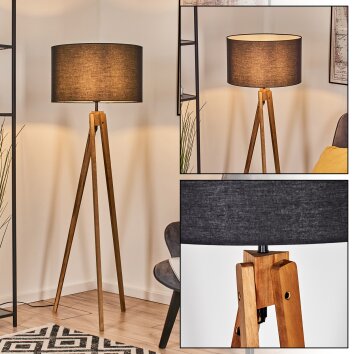 Flemming Stehleuchte 50 cm Naturfarben, Schwarz, 1-flammig