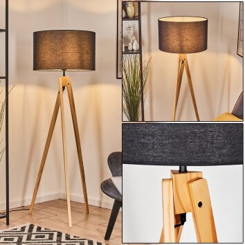 Flemming Stehleuchte 50 cm Naturfarben, Schwarz, 1-flammig Flemming Stehleuchte 50 cm Naturfarben, Schwarz, 1-flammig