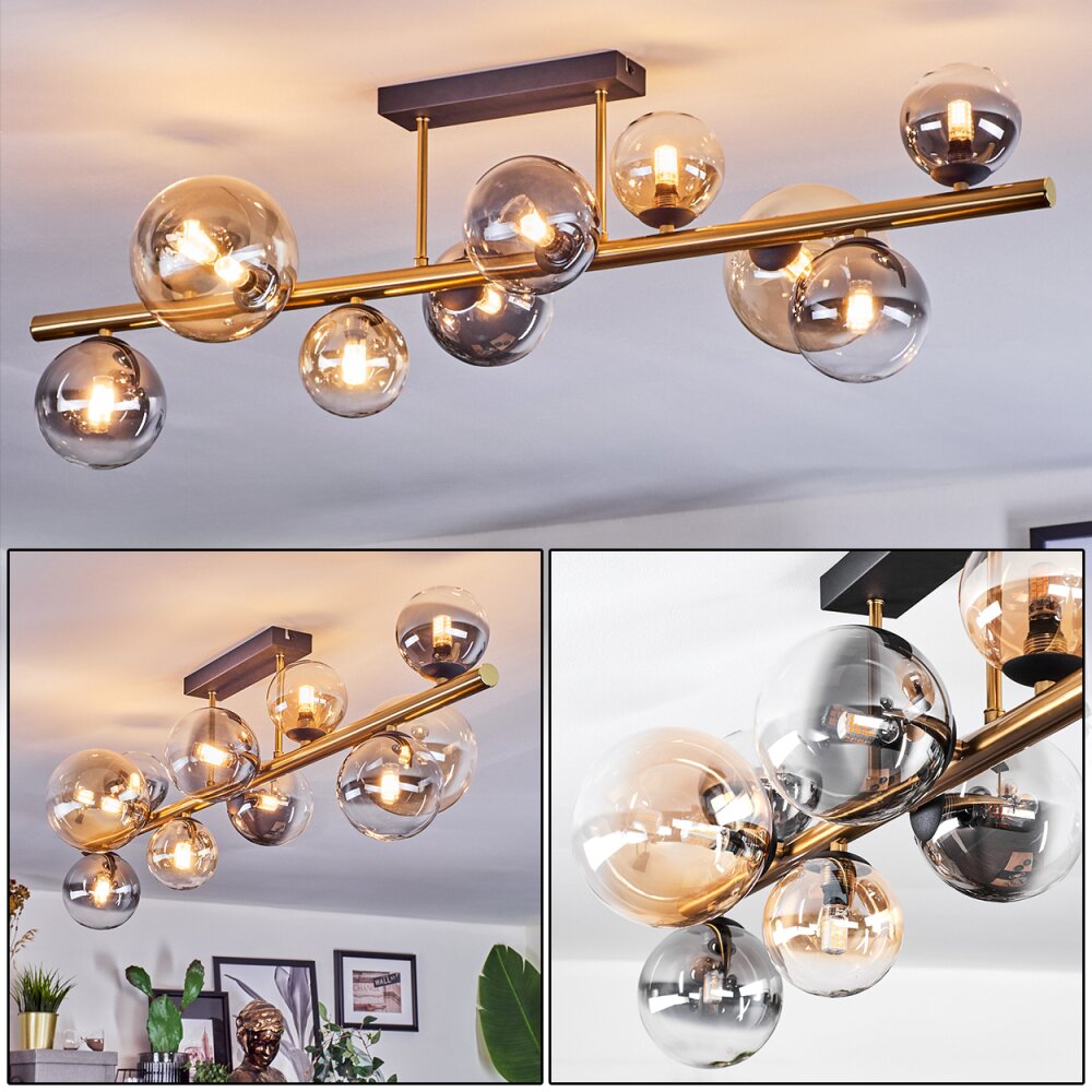 Chehalis Deckenleuchte Glas 10 cm, 12 cm, 15 cm Gold, Schwarz, 10-flammig main product photo