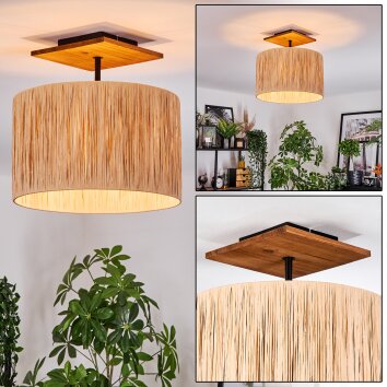 Granja Deckenleuchte 35 cm Naturfarben, Schwarz, 1-flammig