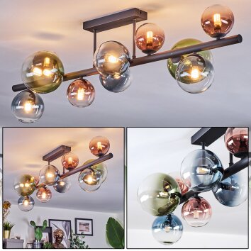 Chehalis Deckenleuchte Glas 10 cm, 12 cm, 15 cm Blau, Grün, Klar, Kupferfarben, 10-flammig Chehalis Deckenleuchte Glas 10 cm, 12 cm, 15 cm Blau, Grün, Klar, Kupferfarben, 10-flammig