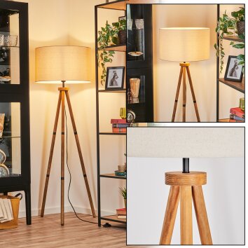 Flemming Stehleuchte 50 cm Holz dunkel, Schwarz, 1-flammig