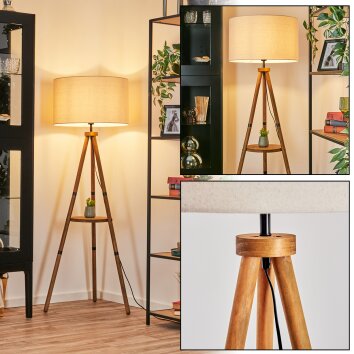 Flemming Stehleuchte 50 cm Braun, Naturfarben, Schwarz, 1-flammig