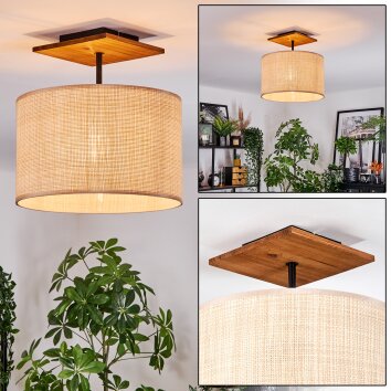 Sabadim Deckenleuchte 35 cm Naturfarben, Schwarz, 1-flammig