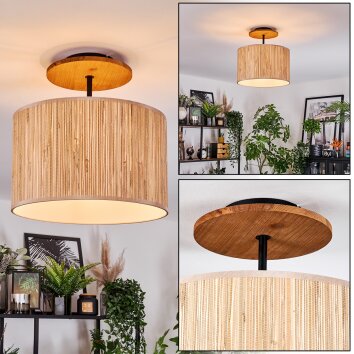 Bongal Deckenleuchte 35 cm Naturfarben, Schwarz, 1-flammig
