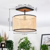 Ramila Deckenleuchte 35 cm Naturfarben, Schwarz, 1-flammig