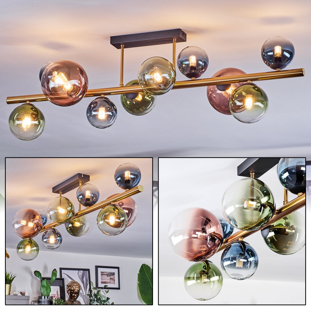 Chehalis Deckenleuchte Glas 10 cm, 12 cm, 15 cm Gold, Schwarz, 10-flammig main product photo