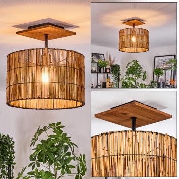 Cando Deckenleuchte 35 cm Naturfarben, Schwarz, 1-flammig