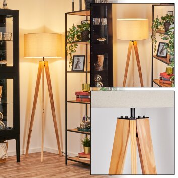 Flemming Stehleuchte 50 cm Naturfarben, Schwarz, 1-flammig