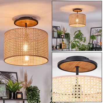 Ramila Deckenleuchte 35 cm Naturfarben, Schwarz, 1-flammig
