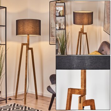 Flemming Stehleuchte 50 cm Naturfarben, Schwarz, 1-flammig